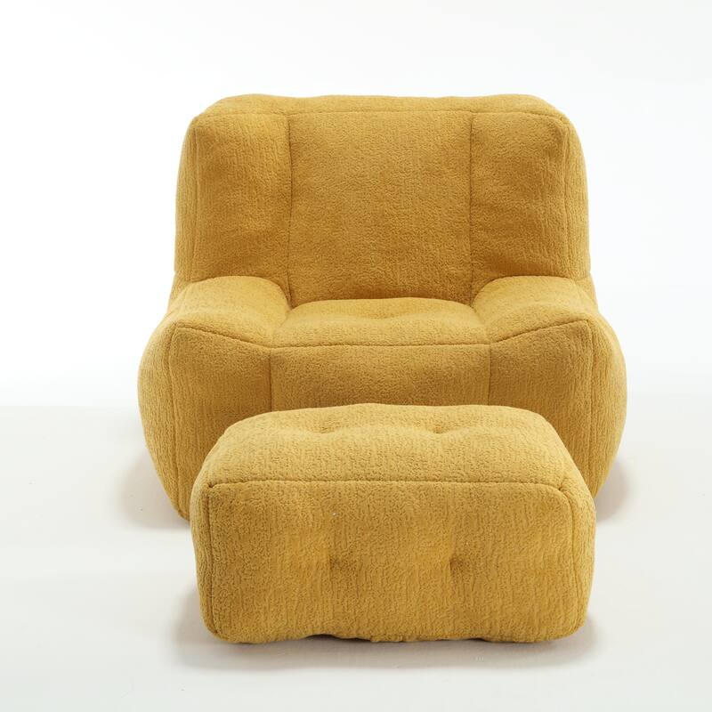 Fluffy bean bag chair with memory foam and ottoman