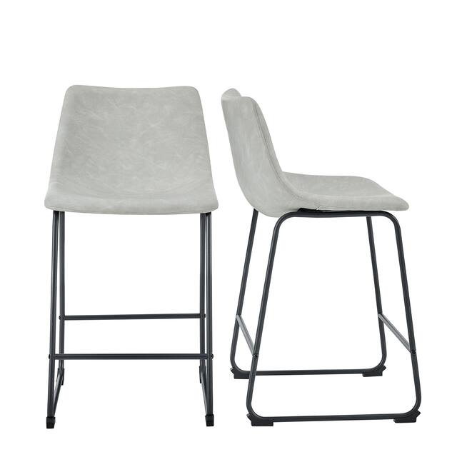 Middlebrook Prusiner 24-inch Faux Leather Counter Stool, Set of 2
