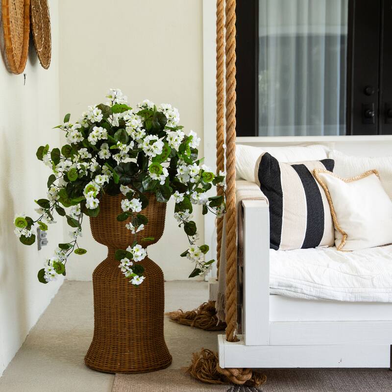 29-in UV Resistant Artificial Geranium Hanging Plant - Set of 2