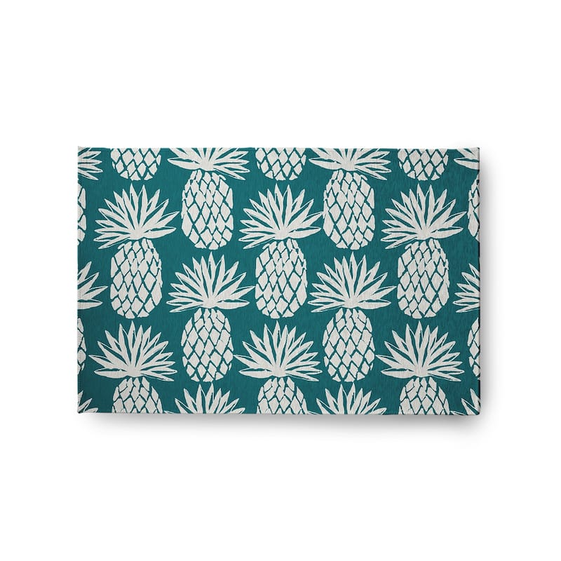 Pineapple Pattern Indoor/Outdoor Rug - Ocean Teal - 2' x 3'