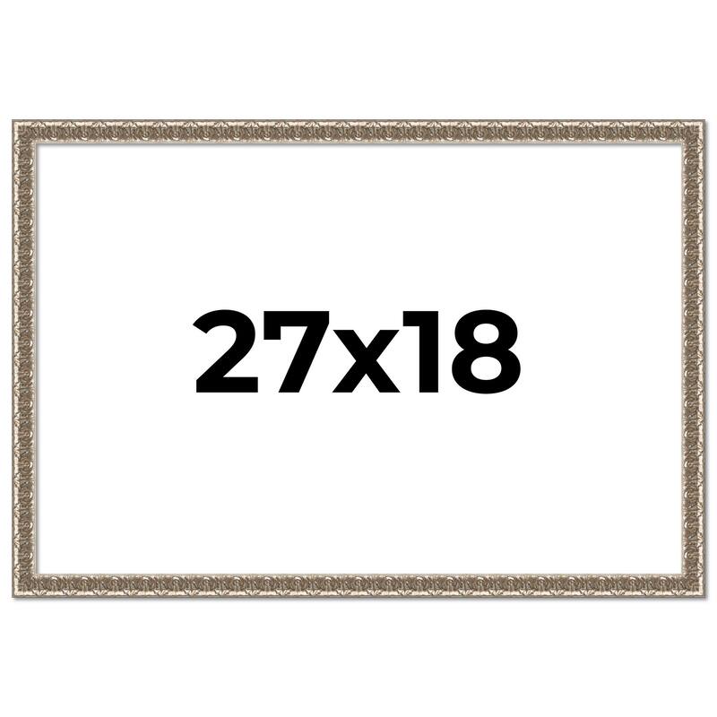 27x18 Frame Silver Versailles Ornate Solid Wood Picture Frame | 1 Inch