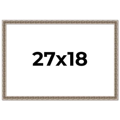 27x18 Frame Silver Versailles Ornate Solid Wood Picture Frame | 1 Inch