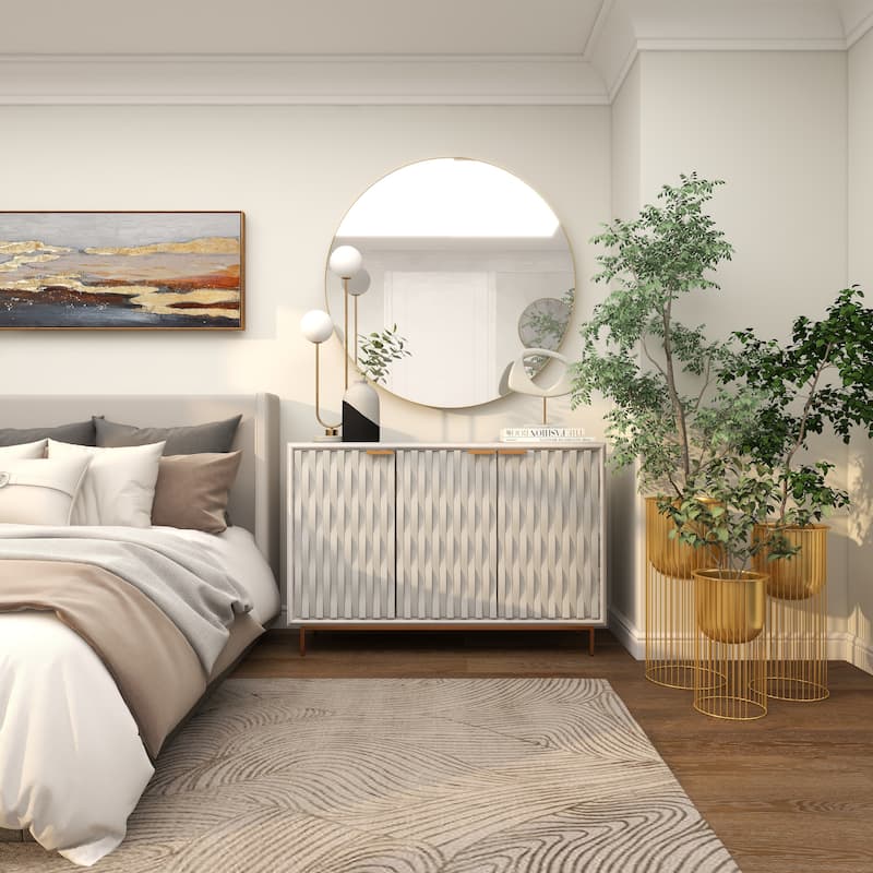 Gold Metal Deep Recessed Dome Indoor Outdoor Planter with Elevated Caged Stand (Set of 3)