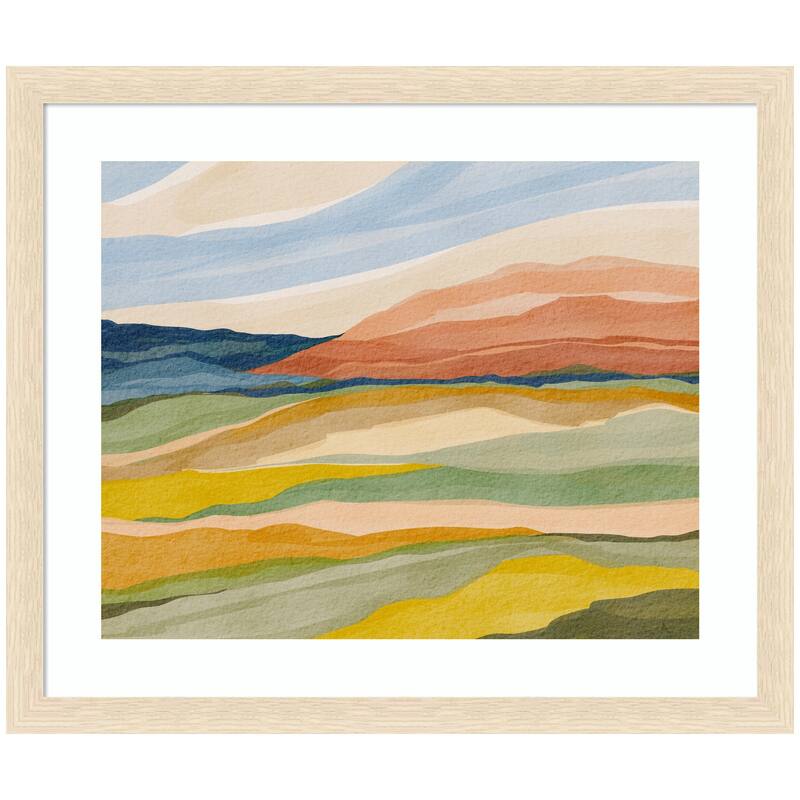 Kate and Laurel Framed Art Vibrant Rhythm by Nikita Jariwala - 26x22 - Natural