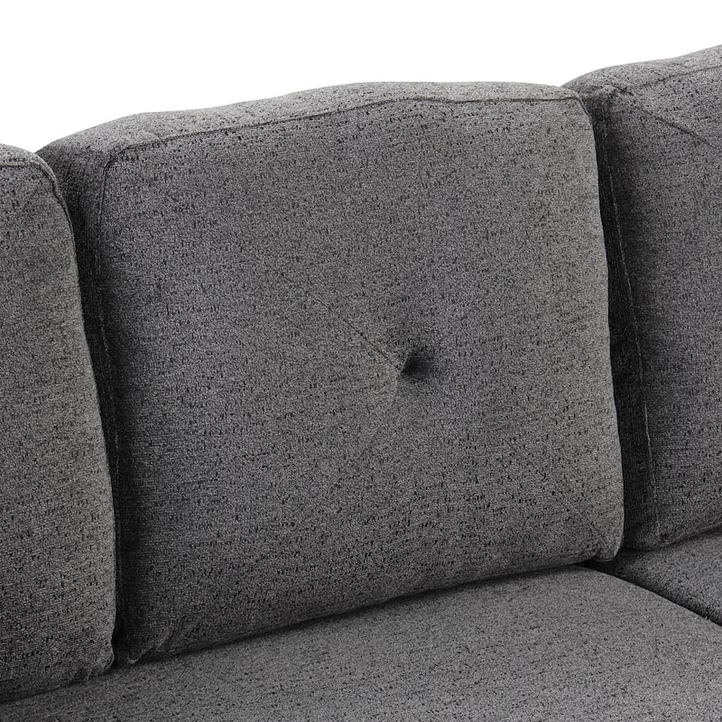 95" Velvet Sectional Sofa with Storage Chaise and 2 Stools and Reversible L-Shape Sofa Bed