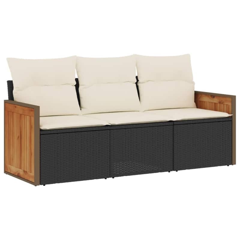 vidaXL Patio Sofa Set with Cushions Outdoor Conversation Furniture Poly Rattan