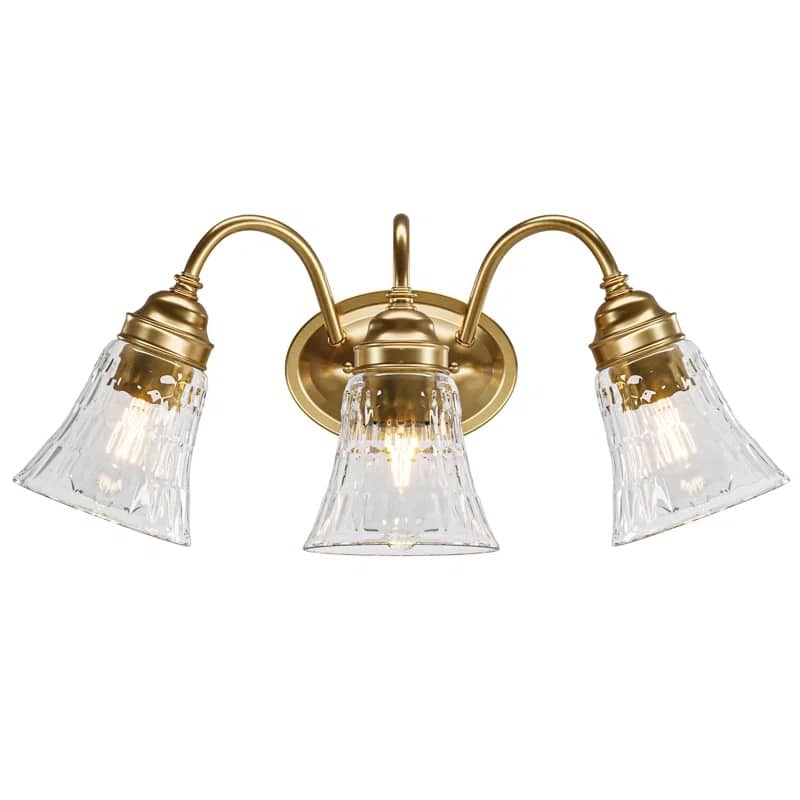 Brushed Nickel 3-Light Bathroom Vanity Light with Clear Glass Shades