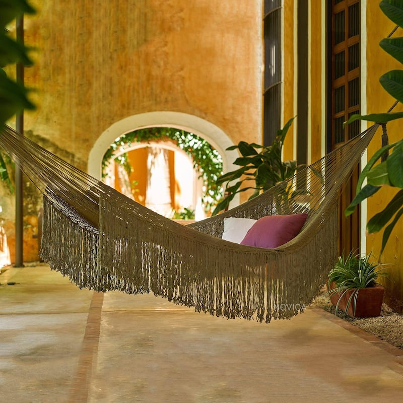 Novica Handmade Olive Cascade Cotton Rope Hammock (Double)