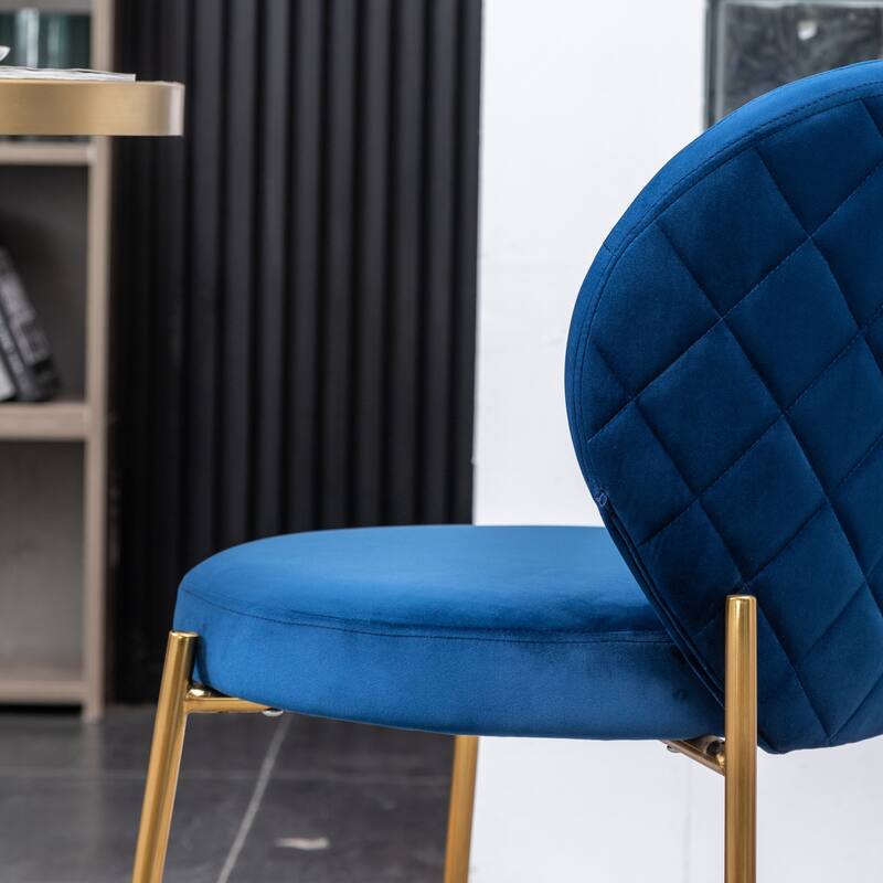 Modern Velvet Dining Chair with Round Cushions, Curved Backrest, Metal Legs for Dining Room Kitchen Living Room Bedroom