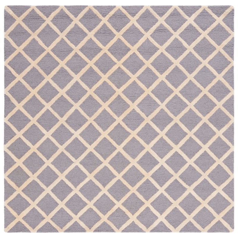 SAFAVIEH, Handmade Cambridge Siire Moroccan Trellis Wool Rug - 8' Square - Silver/Ivory