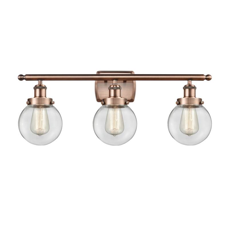 Innovations Lighting 916-3W-11-26 Beacon Vanity Beacon 3 Light 26" - Antique Copper / Clear