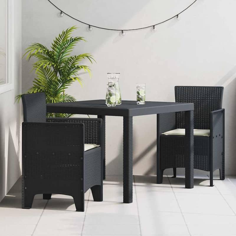 vidaXL Garden Dining Set 3/5 pcs Anthracite/Brown Polt rattan - 100 x 100 x 73 cm