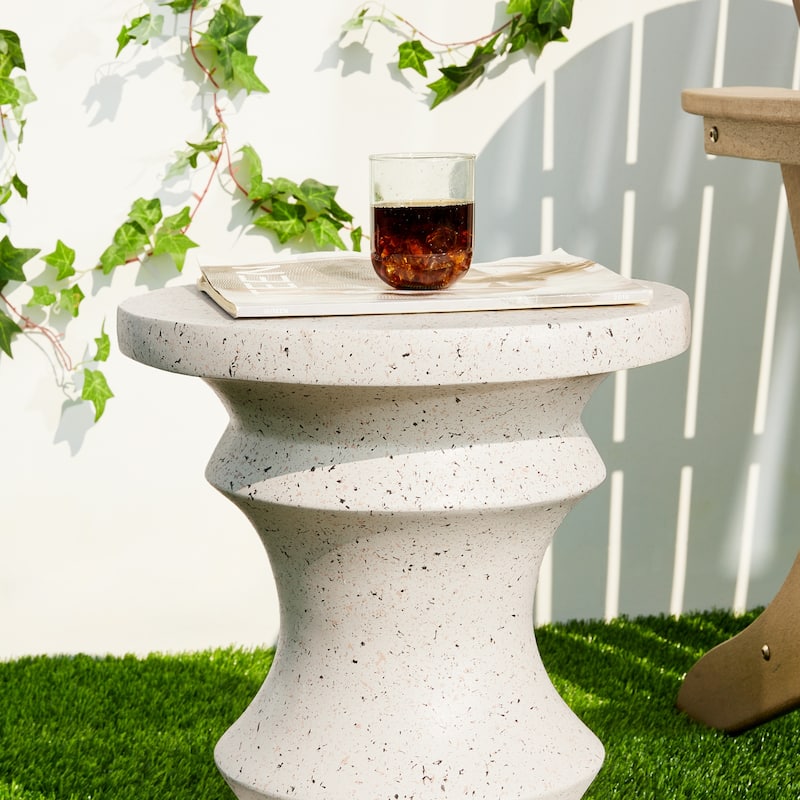 Glitzhome 18"H MGO Black Chess Garden Stool Outdoor Table