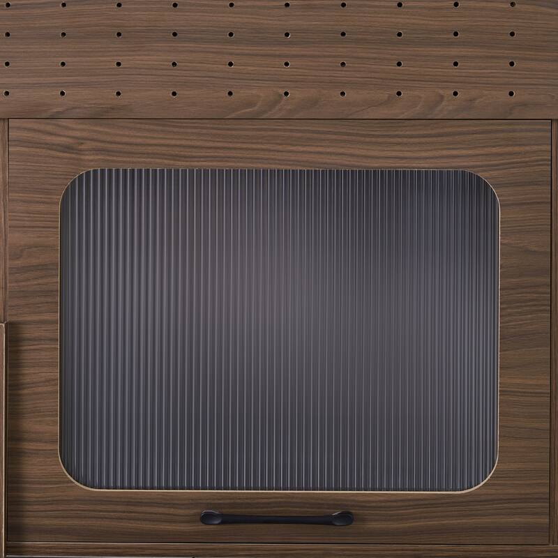 Cat Litter Box Enclosure, Hidden Litter Box Furniture Cabinet, Cat House Side End Table with Scratching Pad, Cat - Brown