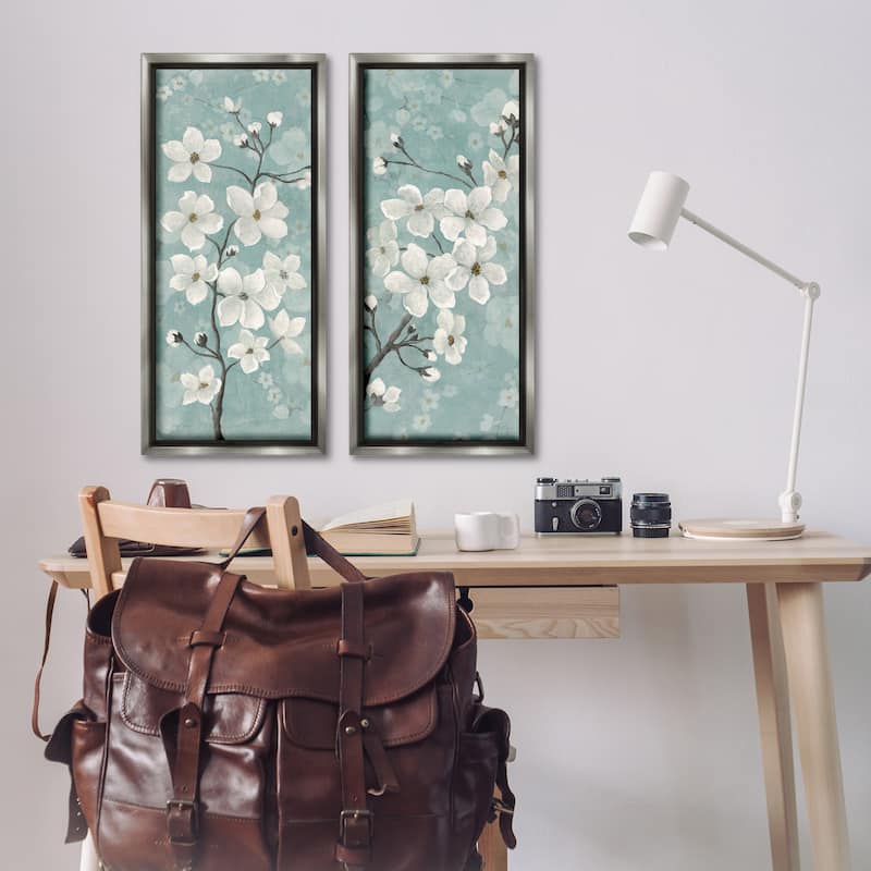 Stupell Green Toned Blossoms Framed Floater Canvas Wall Art Design By Tava Studios (Set of 2)