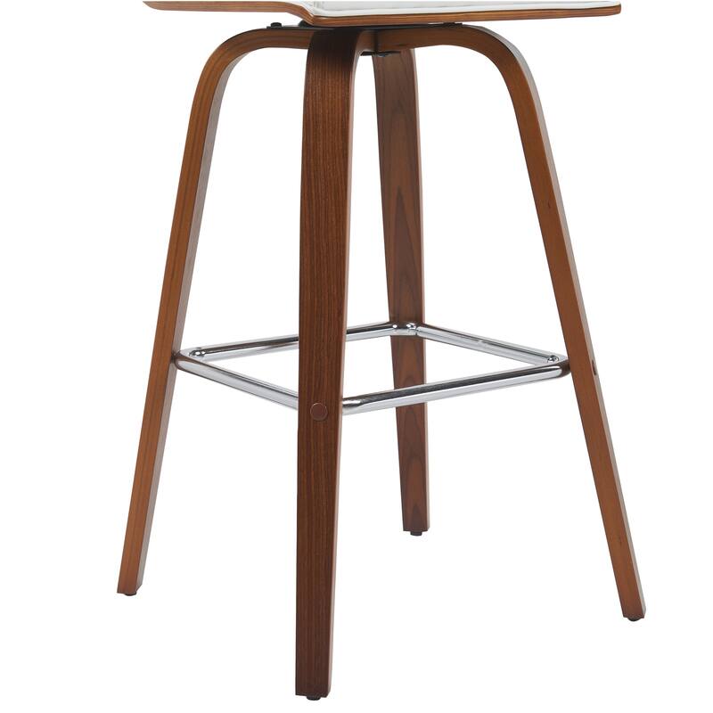 Skara Swivel Bar Stool, Upholstered Bar Height Chair with Bentwood Frame