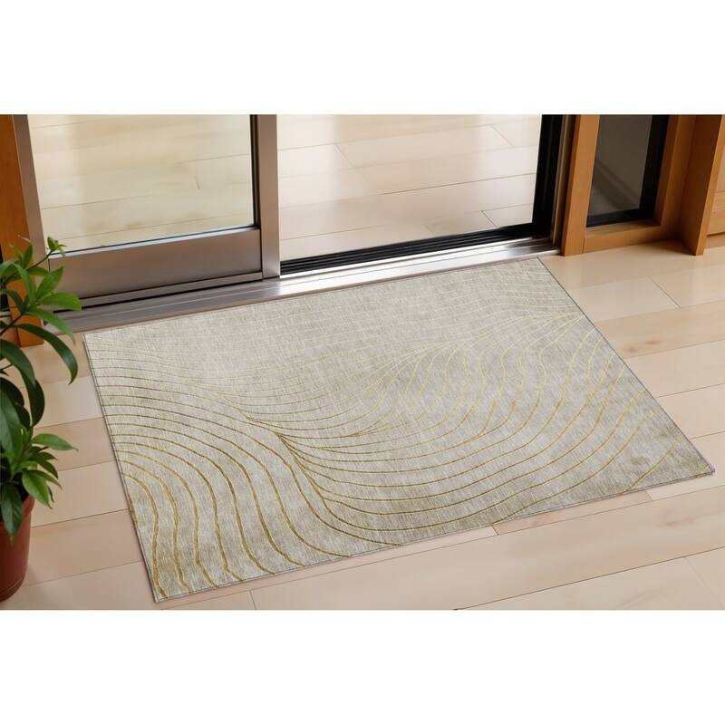 HomeRoots Abstract Transitional Rectangle Outdoor Rug - 3' x 5'