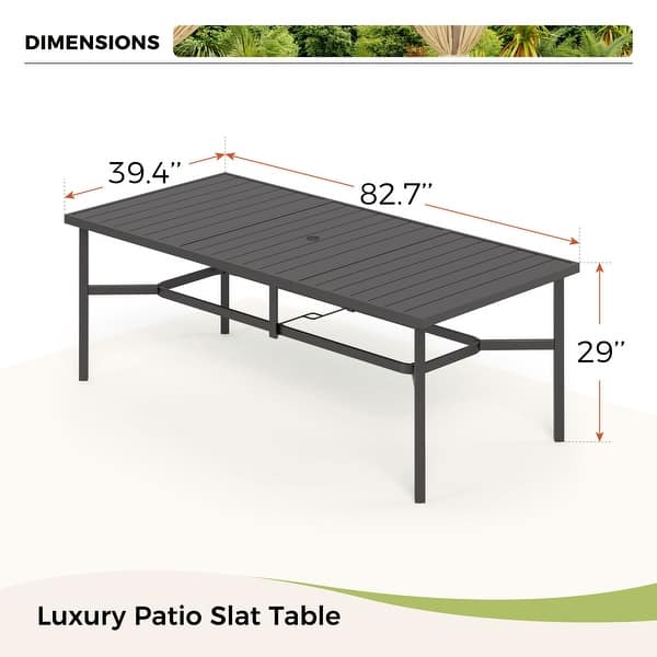 dimension image slide 3 of 4, MAISON ARTS 9-Piece Patio Dining Set with Square/Rectangular Metal Table and 8 Gourd Head Shape Armrest Dining Chairs