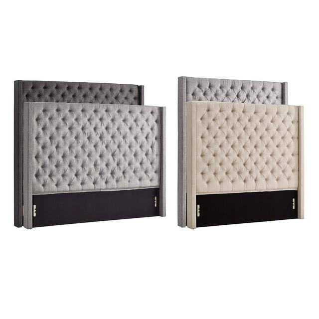 Naples Wingback Button Tufted Tall Headboard Bed by iNSPIRE Q Artisan