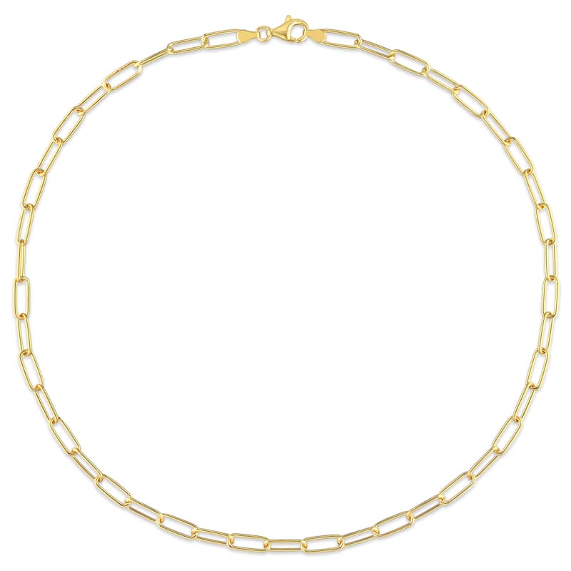 Miadora 18kt Yellow Gold Plated Sterling Silver Paperclip Necklace