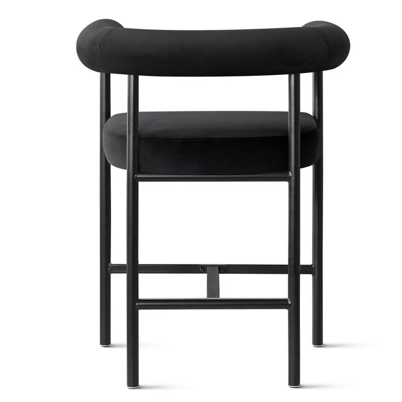 Velvet Counter Height Bar Stools with Arms, Curved Back, Metal Frame (Set of 4)