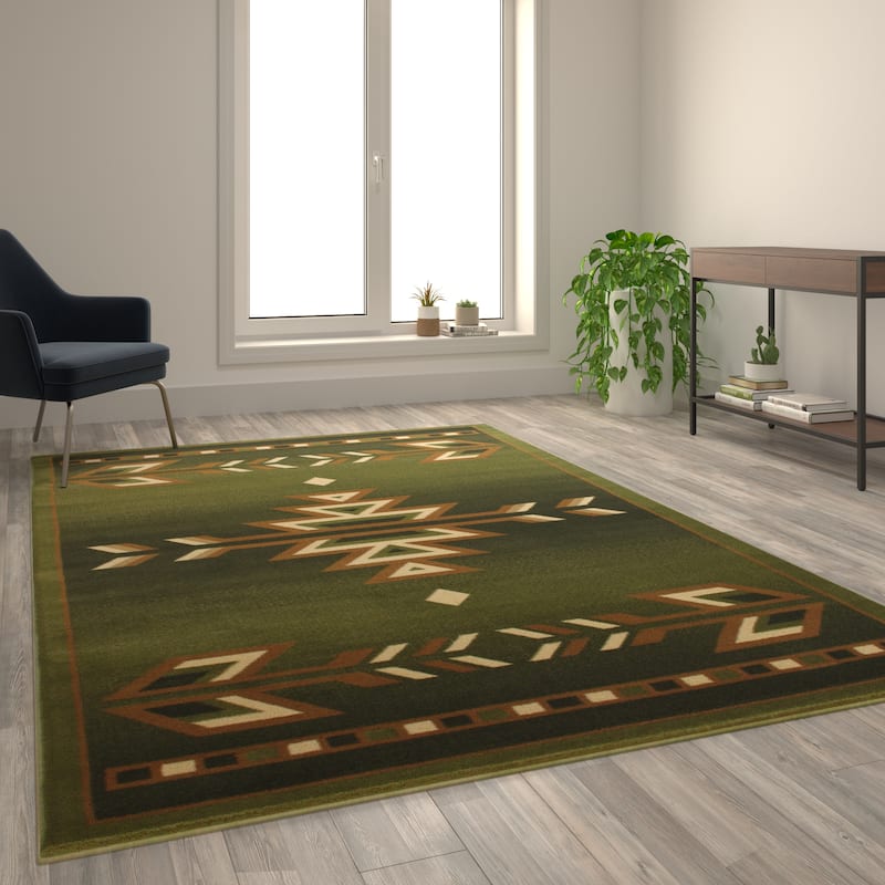 Multipurpose Southwestern Style Patterned Indoor Area Rug - 6' x 9' - Green
