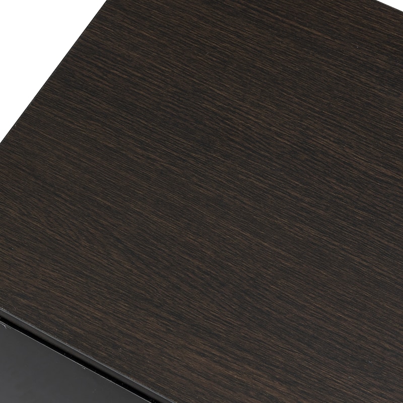 Black+Brown 63" TV Stand with LED, Gloss Finish for TVs Up to 65"