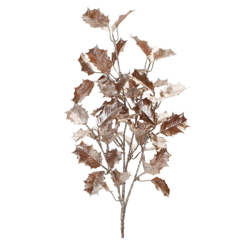 Metallic Holly Leaf Spray (Set of 6) - N/A