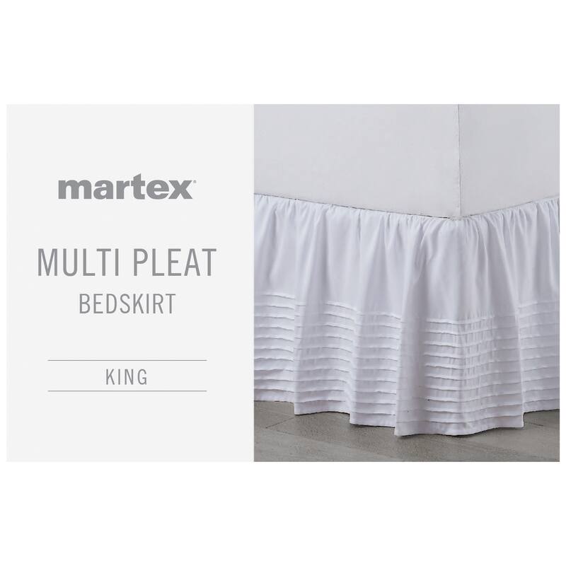 Martex Multi Pleat Solid Lightweight Easy Care Bed Skirt - King - White
