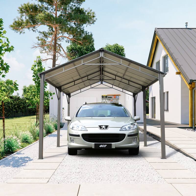 Outdoor Carport with Durable Galvanized Steel Roof , Multi-Functional Shelter, Carport for Cars, Boats, and Tractors