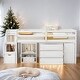 preview thumbnail 19 of 53, Artsy Twin Size Loft Bed with Retractable Writing Desk and 3 Drawers, Wooden Loft Bed with Storage Stairs and Shelves, Espresso White