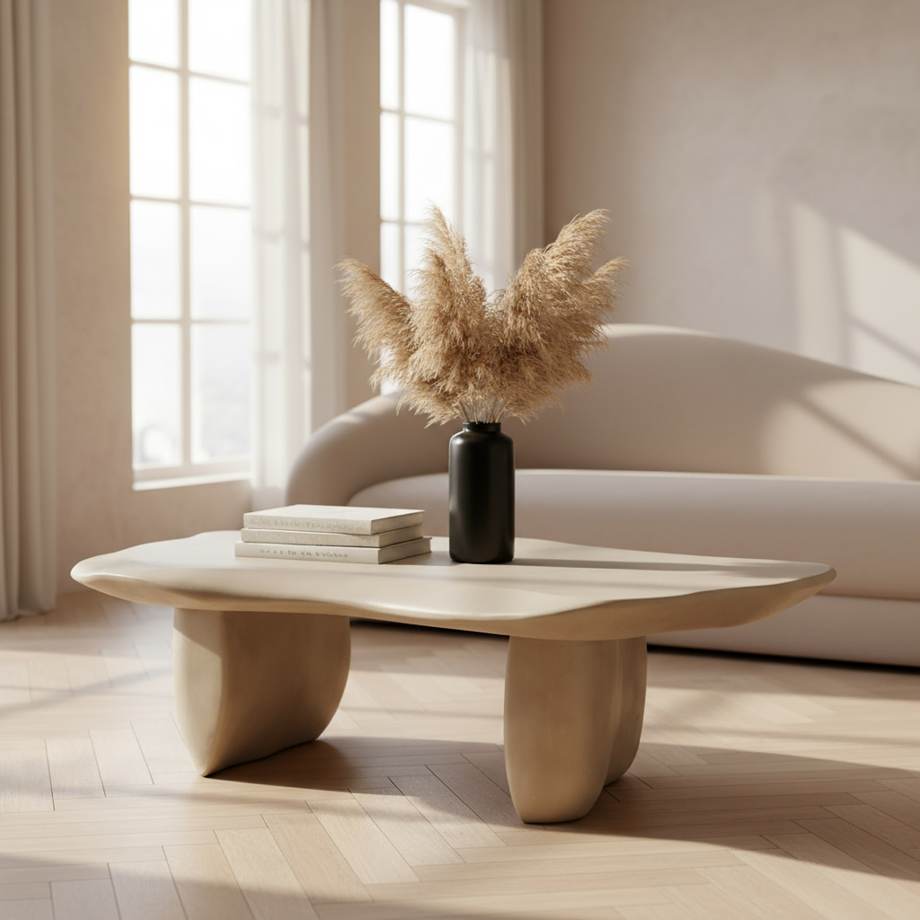 Slone Modern Beige Concrete Coffee Table