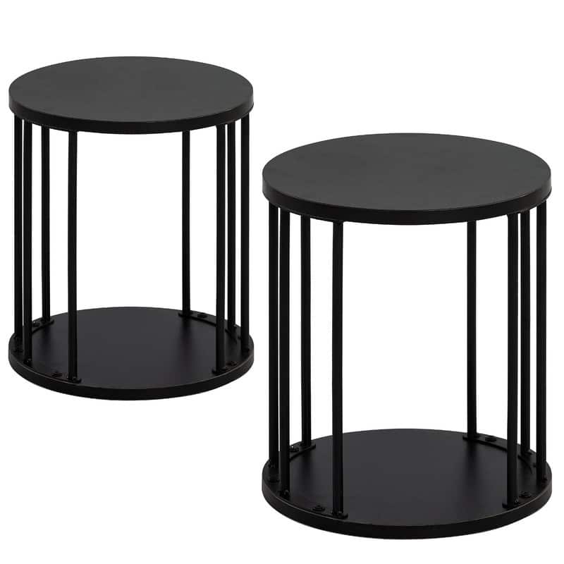 Wooden Stool Set of 2 for Kids - 11.81"D x 11.81"W x 13.58"H