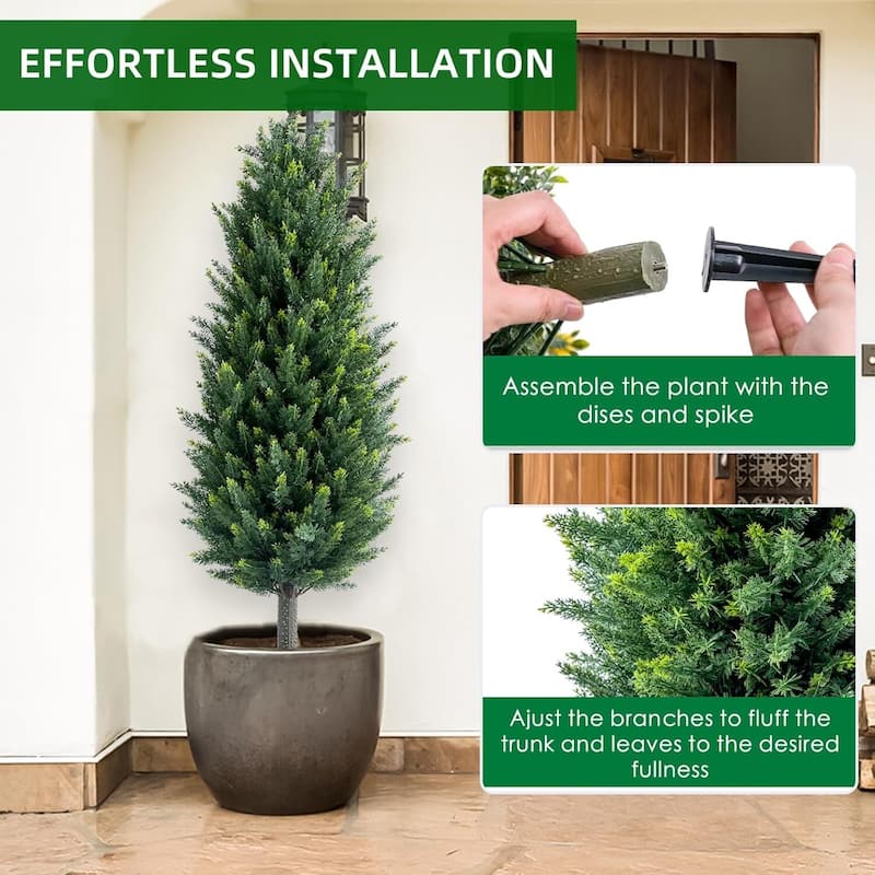 43.3 Inch Artificial Cedar Tree with Spike for Home Decor