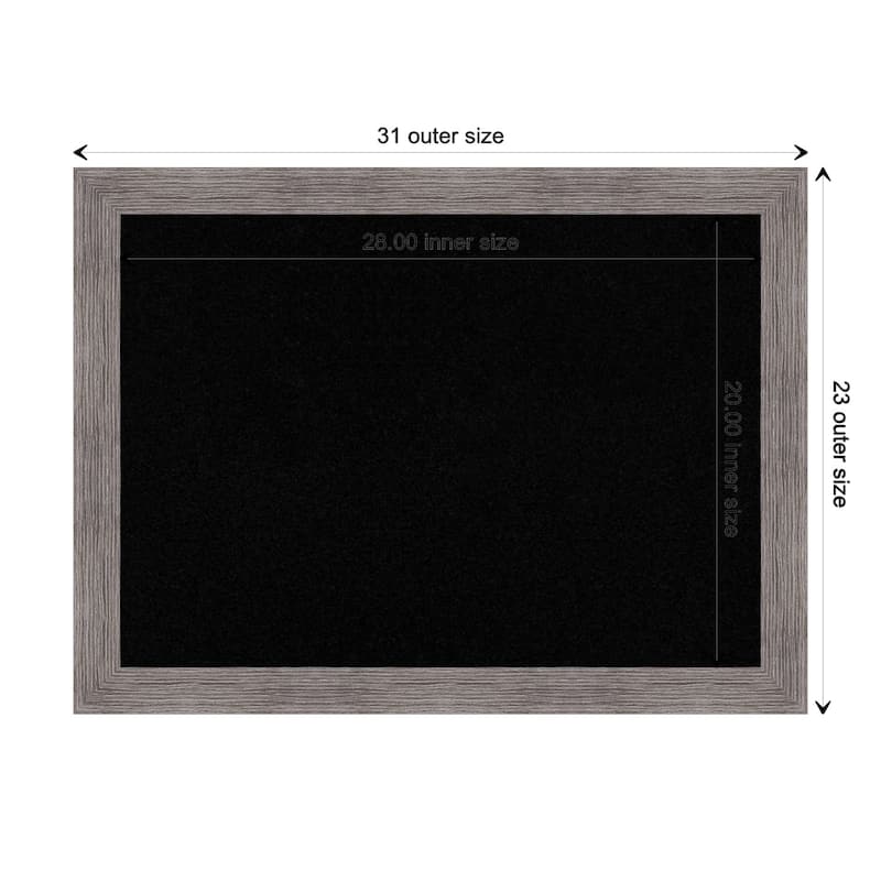 Pinstripe Plank Grey Narrow Framed Black Corkboard Bulletin Board - Board Size 28x20