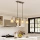 preview thumbnail 2 of 6, Metal Linear 4-Light Kitchen Island Pendant with Frosted White Glass Shades