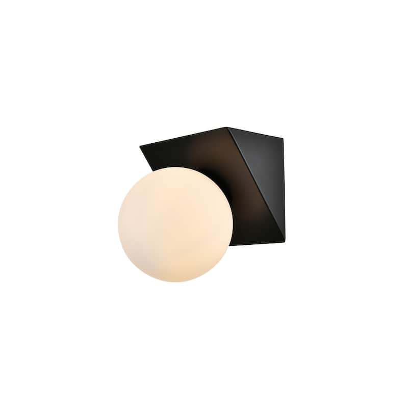 Jinzo 1 Light Black and Frosted White Bath Sconce