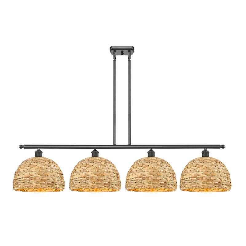 Innovations Lighting 516-4I-12-50 Woven Rattan Linear Woven Rattan 4 - Oil Rubbed Bronze / Natural