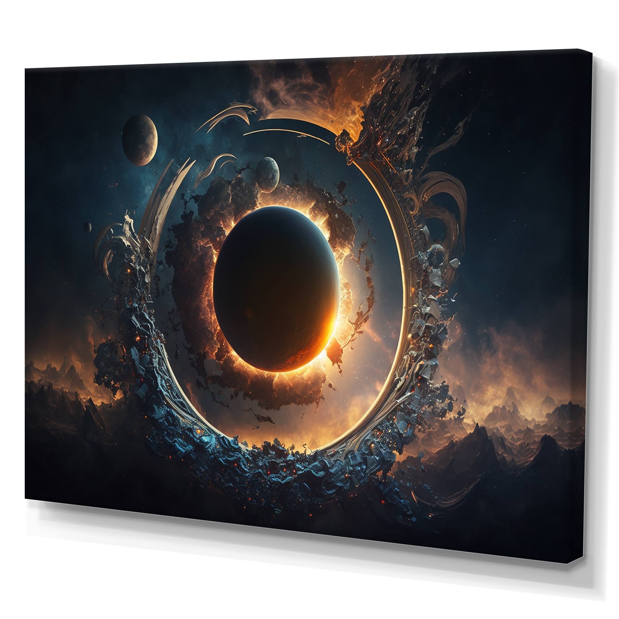 Designart 'Deep Eclipse II' Outer Space Canvas Wall Art Bed