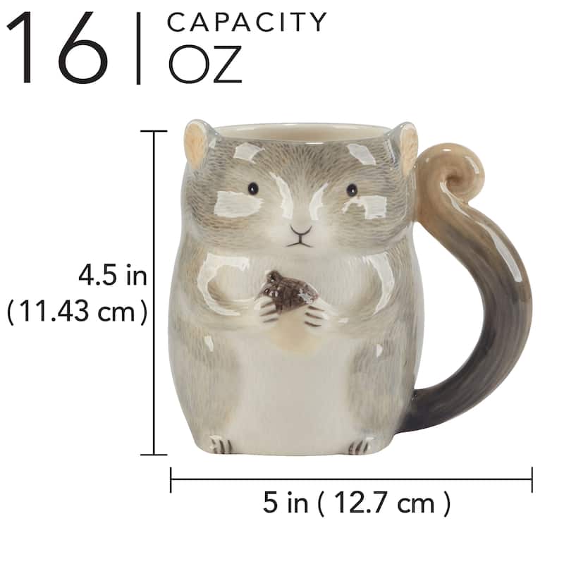 Certified International Woodland Critters 16 oz. 3-D Mugs, Set of 4