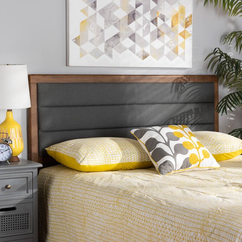 Dexter Modern and Contemporary Fabric and Wood Headboard-Dark Grey