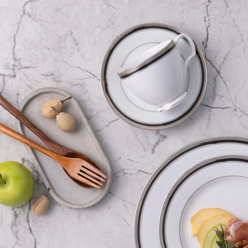 Noritake Austin Platinum Set Of 4 Teacups, 8 oz.