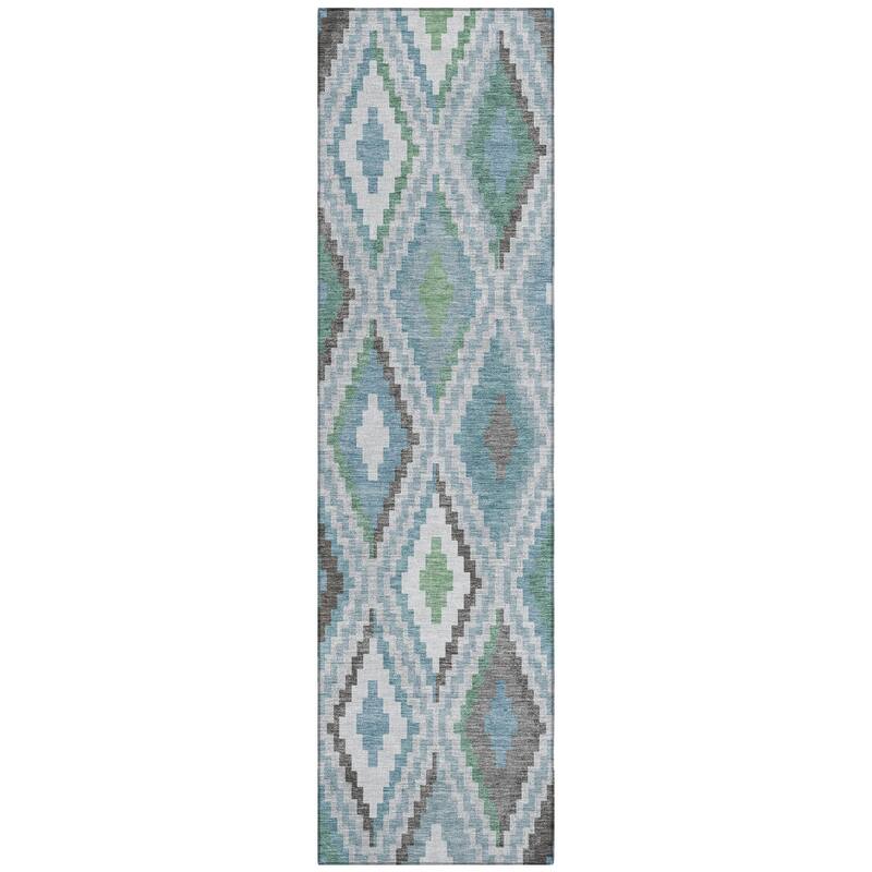 Machine Washable Indoor/ Outdoor Global Geo Chantille Rug