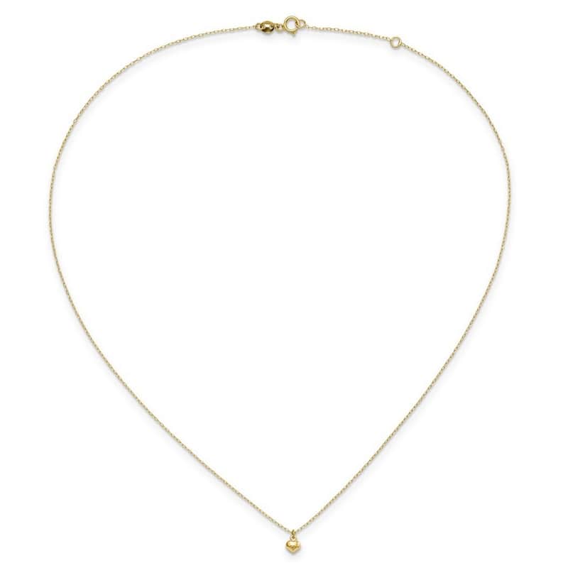 Curata 14k Yellow Gold Polished Puffed Love Heart Necklace 16.5 Inch