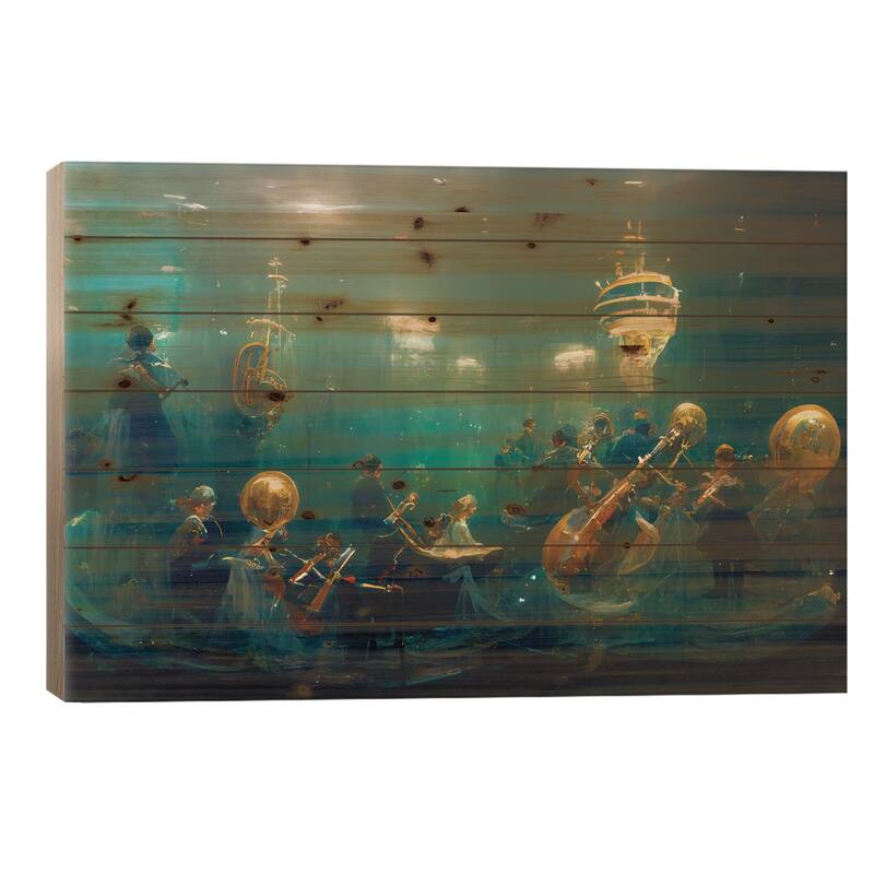 FantaSEA Band Evening Print On Wood by Beth Sheridan - Multi-Color - 18x26x1.5