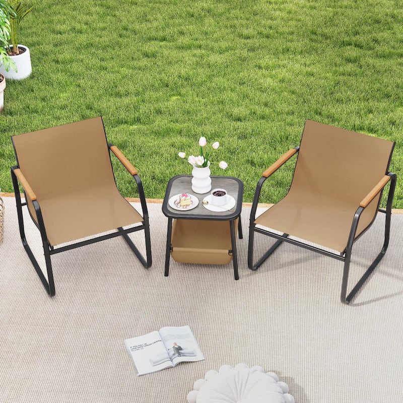 Costway 3 PCS Patio Furniture Set with Breathable Mesh Fabric and - See Details