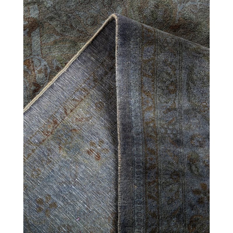Overton Hand Knotted Wool Vintage Inspired Modern Contemporary Overdyed Gray Area Rug - 8' 3" x 13' 10"
