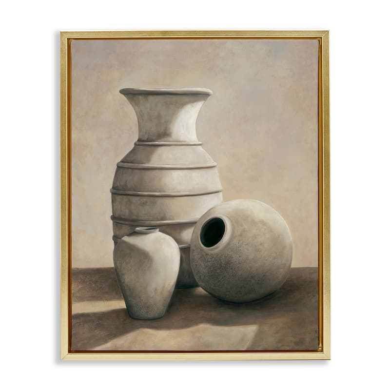 Stupell Traditional Vessels Still Life Framed Floater Canvas Wall Art Design By André Mazo - 25 x 31 - Gold