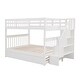 preview thumbnail 6 of 40, Stairway Full over Full Wooden Bunk Bed with Twin Trundle, Storage & Guard Rails - Ideal for Bedrooms and Dorms