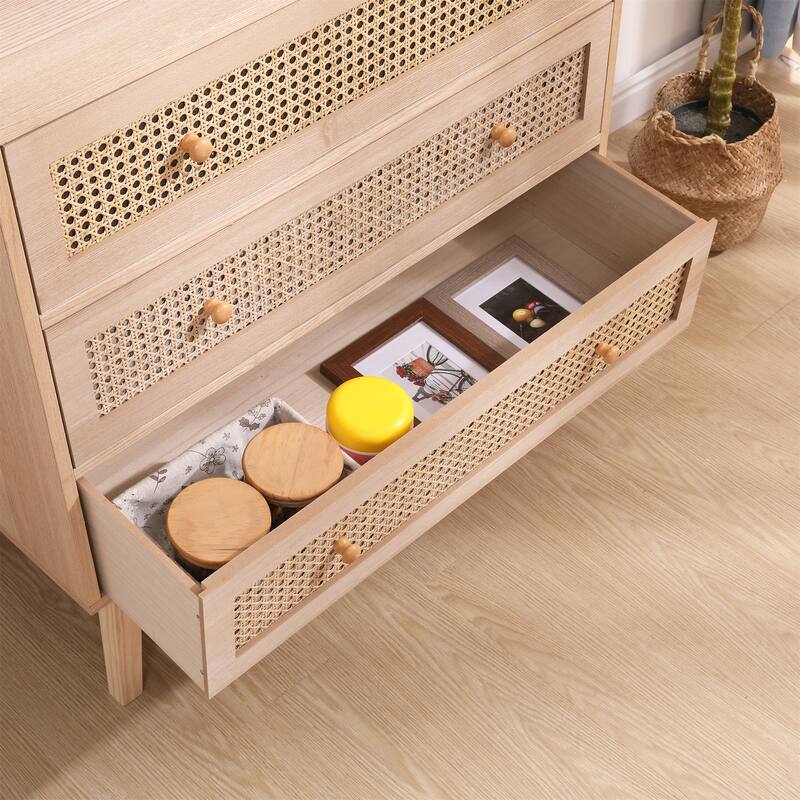 31.5 "3-Drawers Rattan Storage Cabinet Rattan Drawer